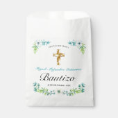 Sachets En Papier Elegante Flores y Cruz Para Niño Bautizo (Devant)