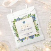 Sachets En Papier Elégante Gold Blue Hydrangea fête du 25e anniversa (Coupé)
