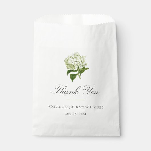 Sachets En Papier Elégante Hydrangée blanche et verte (Devant)