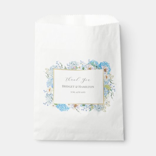 Sachets En Papier Elégante Hydrangée Bleue (Devant)