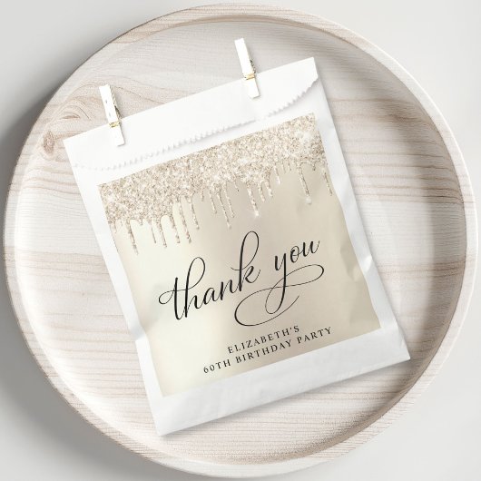 Sachets En Papier Elégante Parties scintillant d'or 60e fête d'anniv
