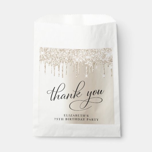 Sachets En Papier Elégante Parties scintillant d'or 75e fête d'anniv (Devant)