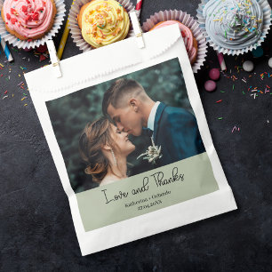 Sachets En Papier Élégante Photo de Mariage Amour et Remerciements V
