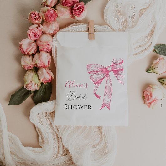 Sachets En Papier Élégante rétro coquette rose noeud papillon shower