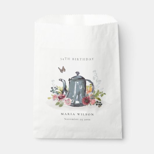 Sachets En Papier Elégante théière Rose de feuilles Floral Teapot N' (Devant)