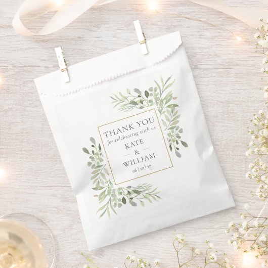 Sachets En Papier Elégante verdure Aquarelle Mariage Favor Sac (Coupé)