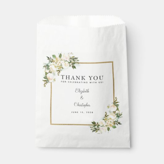 Sachets En Papier Élégante verdure botanique Merci Mariage (Devant)