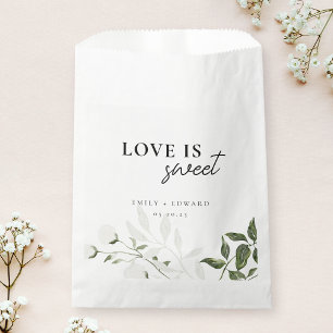 Sachets En Papier Élégante verdure de sauge et fleurs blanches Love