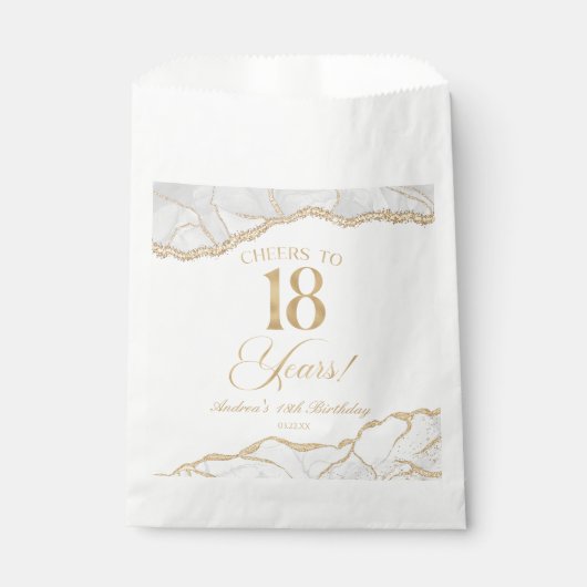Sachets En Papier Elégante White Gold Agate 18e fête d'anniversaire (Devant)