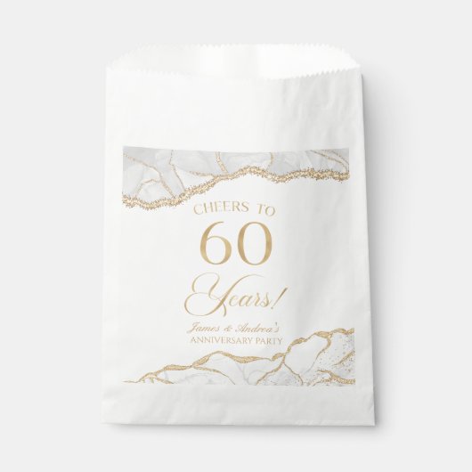 Sachets En Papier Elégante White Gold Agate 60e Anniversaire Party (Devant)