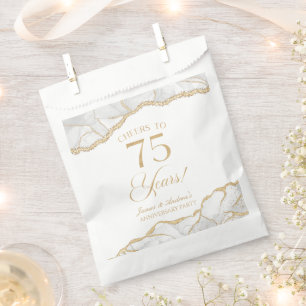 Sachets En Papier Elégante White Gold Agate 75e Anniversaire Party