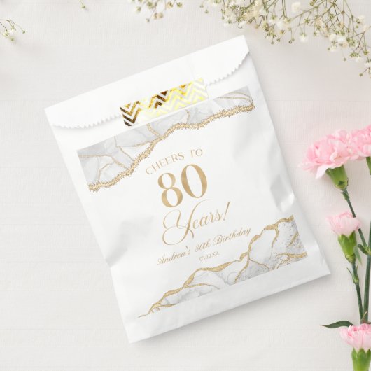 Sachets En Papier Elégante White Gold Agate 80e fête d'anniversaire (Scellé)