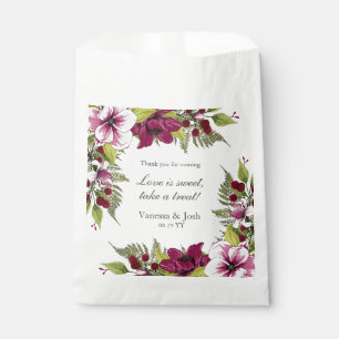 Sachets En Papier Élégantes fleurs blanches de Magenta et plantes ve