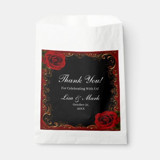 Sachets En Papier Elegantes Roses Rouges Gothiques (Devant)