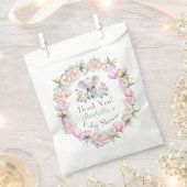 Sachets En Papier Eléphant Bébé avec pivoines et Baby shower à ballo (Coupé)