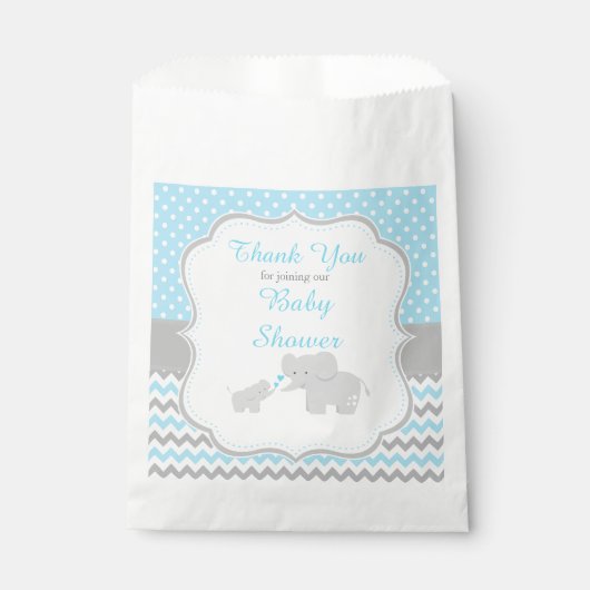 Sachets En Papier Elephant Blue et Grey Baby shower Party (Devant)