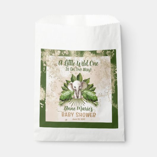 Sachets En Papier Elephant Little Wild One Est En Chemin Baby shower (Devant)