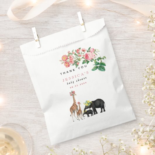 Sachets En Papier Eléphant mignon & Giraffe Fille Baby shower Floral (Coupé)