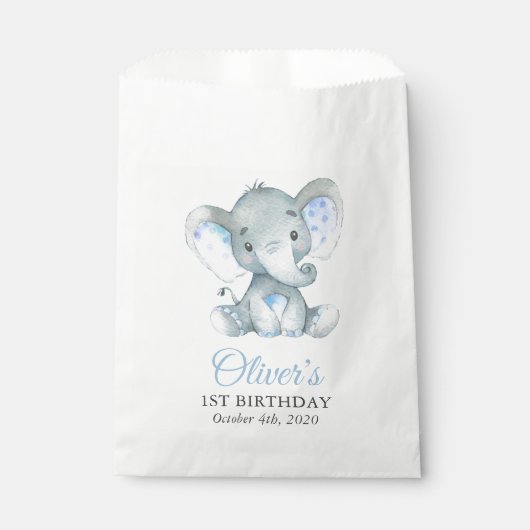 Sachets En Papier Eléphant mignon, petit éléphant, premier anniversa (Devant)
