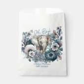 Sachets En Papier Elephant Oh garçon Baby shower Floral bleu (Devant)