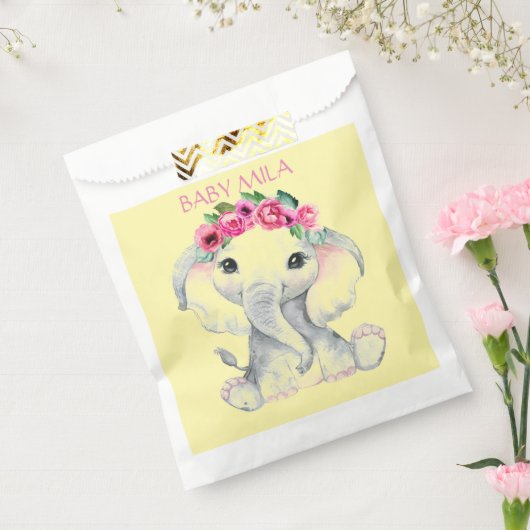 Sachets En Papier Elephant pink girl baby shower favor (Scellé)