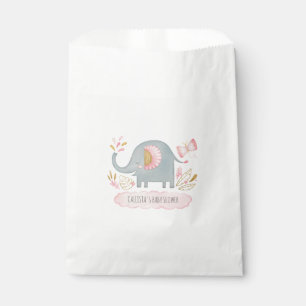 Sachets En Papier Eléphant rose mignon fille Baby shower