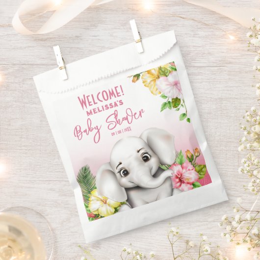 Sachets En Papier Elephant Safari Tropical Jungle Baby shower (Coupé)