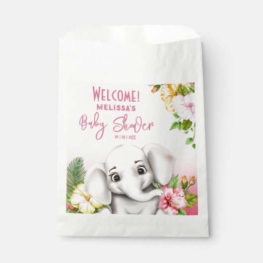 Sachets En Papier Elephant Safari Tropical Jungle Baby shower (Devant)