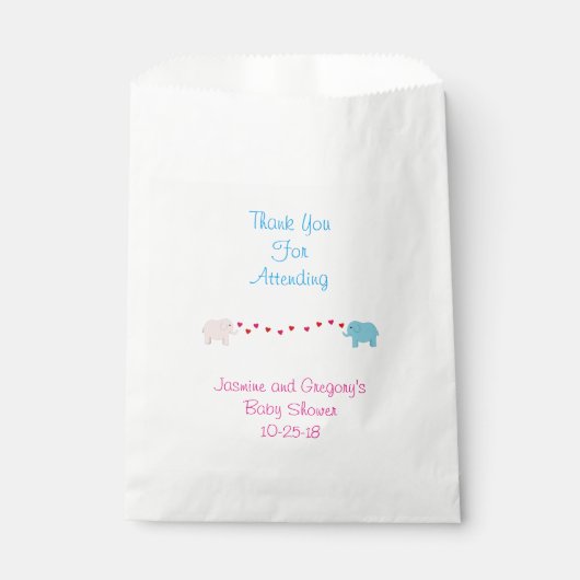 Sachets En Papier Elephant Twin Boy & Girl Favoriser Sac (Devant)