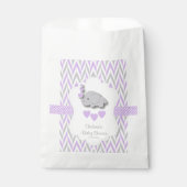 Sachets En Papier Eléphant violet et gris Baby shower 2 (Devant)