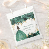 Sachets En Papier Emerald Green Floral Princess Quinceanera (Coupé)