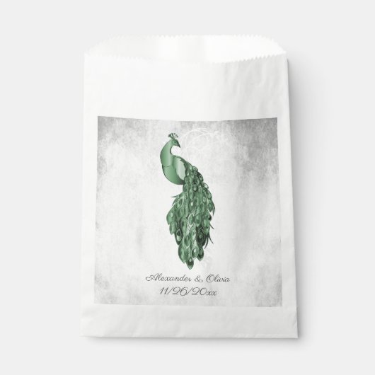 Sachets En Papier Emerald Green Peacock mariage Favor sac (Devant)