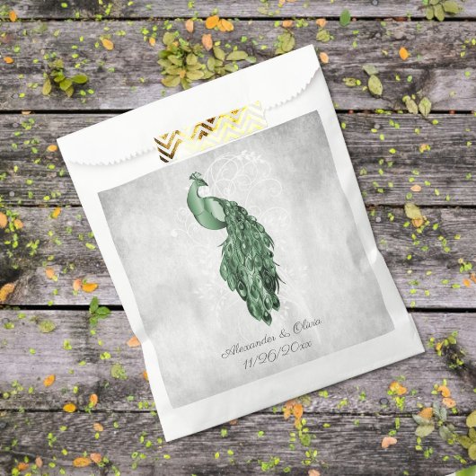 Sachets En Papier Emerald Green Peacock mariage Favor sac