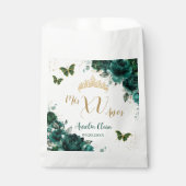 Sachets En Papier Émeraude Florale Quinceanera Gold Butterflies (Devant)