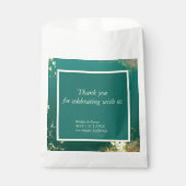 Sachets En Papier émeraude or vert bijou mariage (Devant)