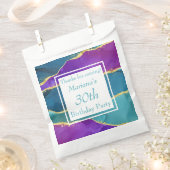 Sachets En Papier Encre Abstraite Fuchsia Rose Turquoise or Annivers (Coupé)