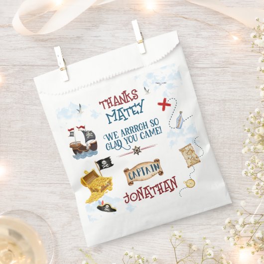 Sachets En Papier Enfants pirate fête anniversaire Merci Favoriser (Coupé)