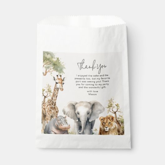 Sachets En Papier Enfants Wild Animal Photo Anniversaire (Devant)