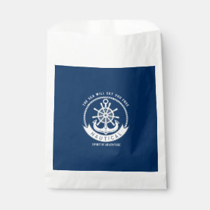 Sachets En Papier Esprit nautique Ancre,Roue, Bleu marine