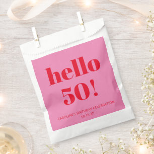 Sachets En Papier Esthétique Moderne Gras Anniversaire 50 Ans Rose e
