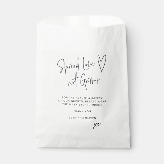 Sachets En Papier Étaler l'amour pas les germes Mariage Masque visag (Devant)