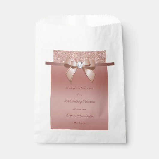 Sachets En Papier Étincelles & Glamor, Rose Gold Birthday Party (Devant)