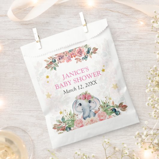 Sachets En Papier Étiquettes cadeaux Baby shower Elephant (Coupé)