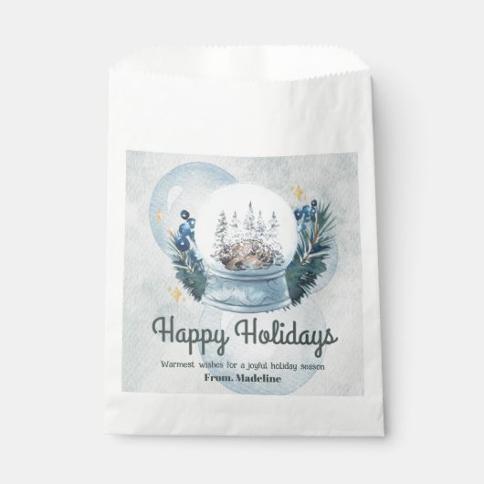 Sachets En Papier Étiquettes de cadeau de Noël à l'aquarelle avec bo (Devant)