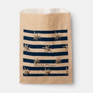 Sachets En Papier Étoile de mer adorable, rayures bleu marine - Pers