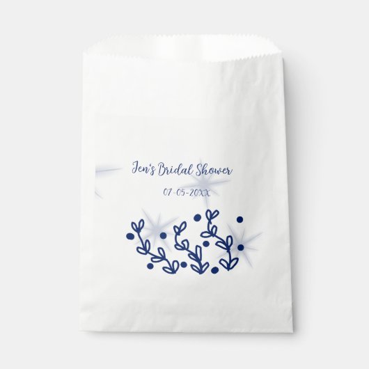 Sachets En Papier Étoiles bleues feuilles luxe douche de mariée roya (Devant)