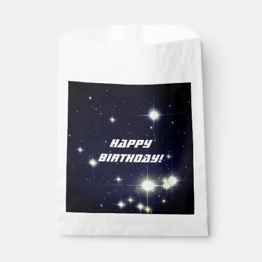 Sachets En Papier Étoiles dans l'espace profond Bleu foncé Joyeux an (Devant)