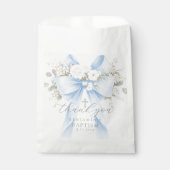 Sachets En Papier Eucalyptus Blue Bow Baptism Thank you (Devant)