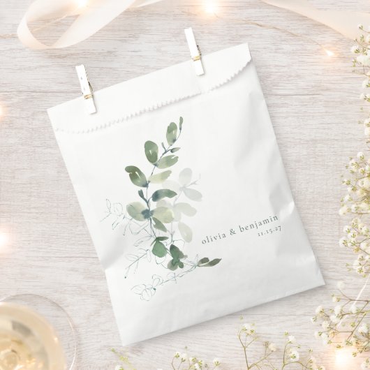 Sachets En Papier Eucalyptus botanique moderne Nom de mariage person (Coupé)