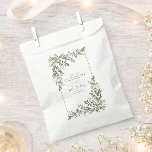 Sachets En Papier Eucalyptus Botanique Sage Mariage vert (Coupé)